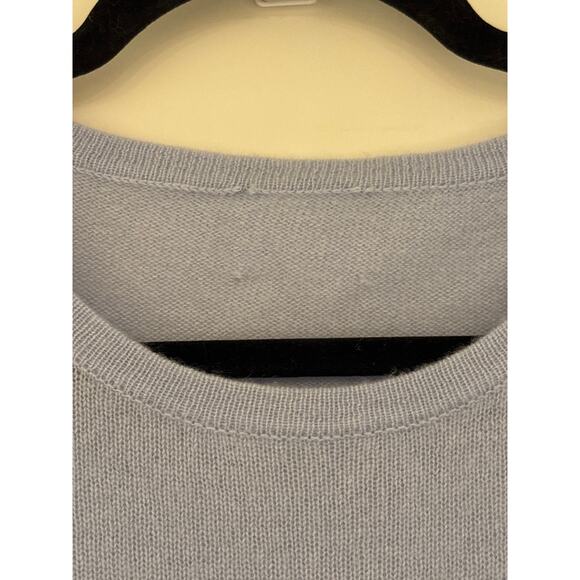 QI CASHMERE SAKS FIFTH AVENUE Lt Blue Ruffle Trim Bell Sleeve Peplum Sweater M - Picture 5 of 8